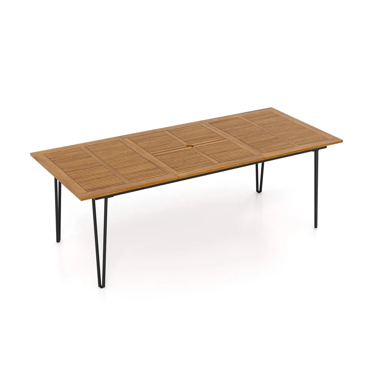 SlickBlue SlickBlue 86.5 Inch Rectangular Patio Dining Table Acacia Wood Umbrella Hole — product photo