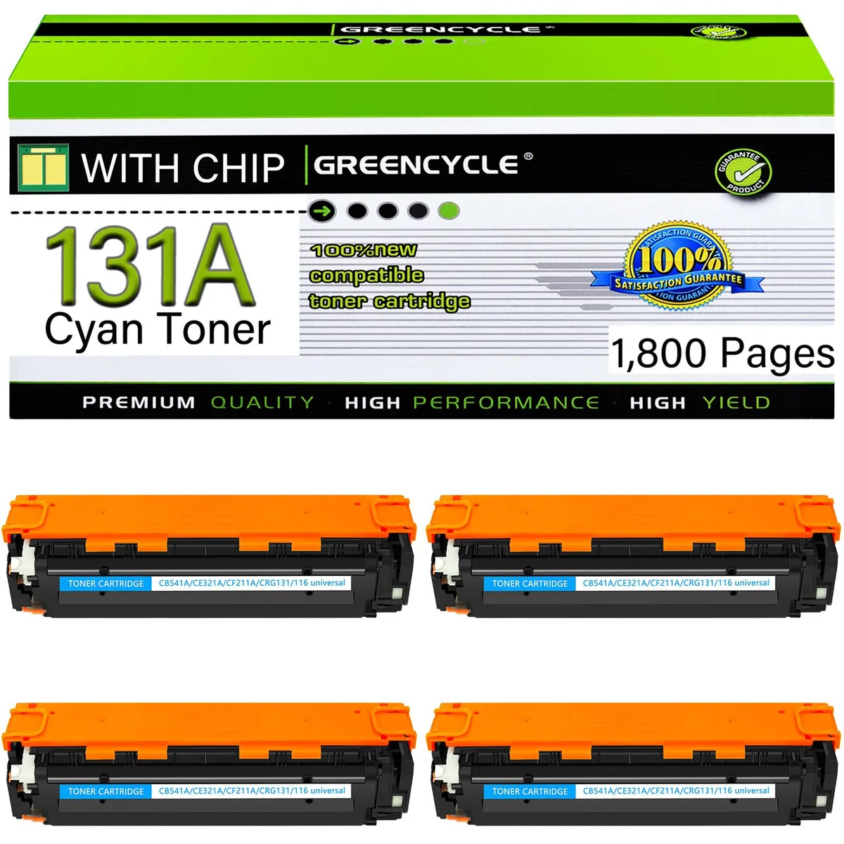 GREENCYCLE GREENCYCLE 4 Pack CF211A Cyan Compatible Toner Cartridge — product photo