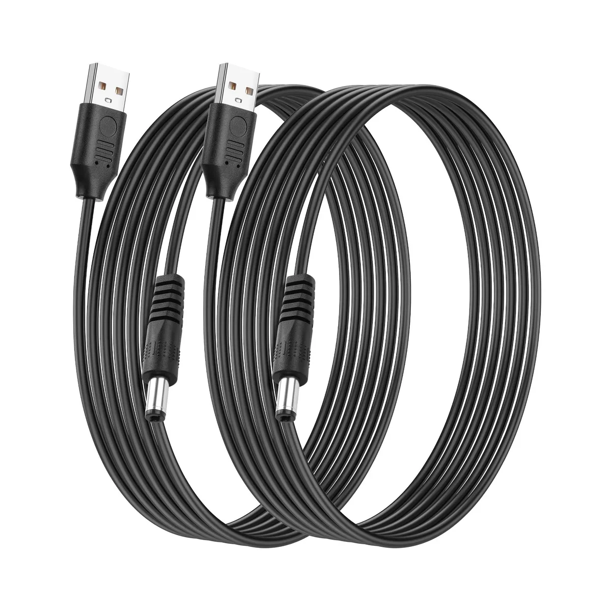 USB to DC 5.5x2.1mm Power Cord 5V3A 10FT 2Pcs — product photo
