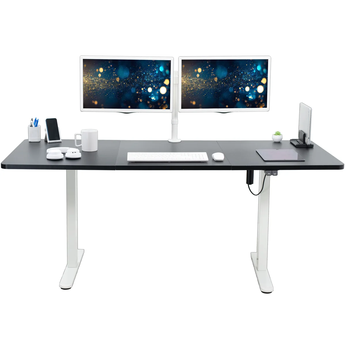 VIVO VIVO Electric Standing Desk 71 x 30 Black Top White Frame — product photo