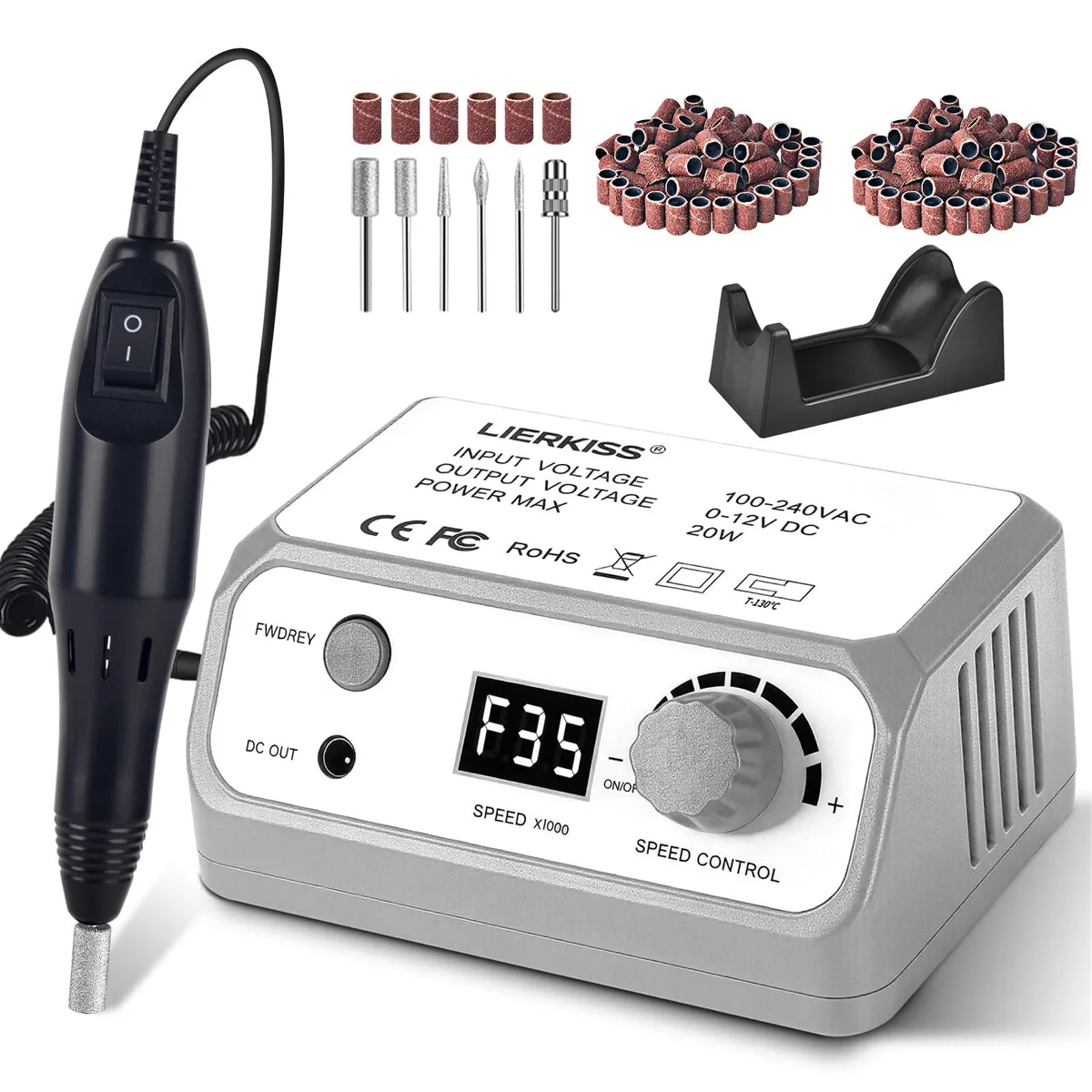 Black nail drill handpiece with grey gift box, 12 pack