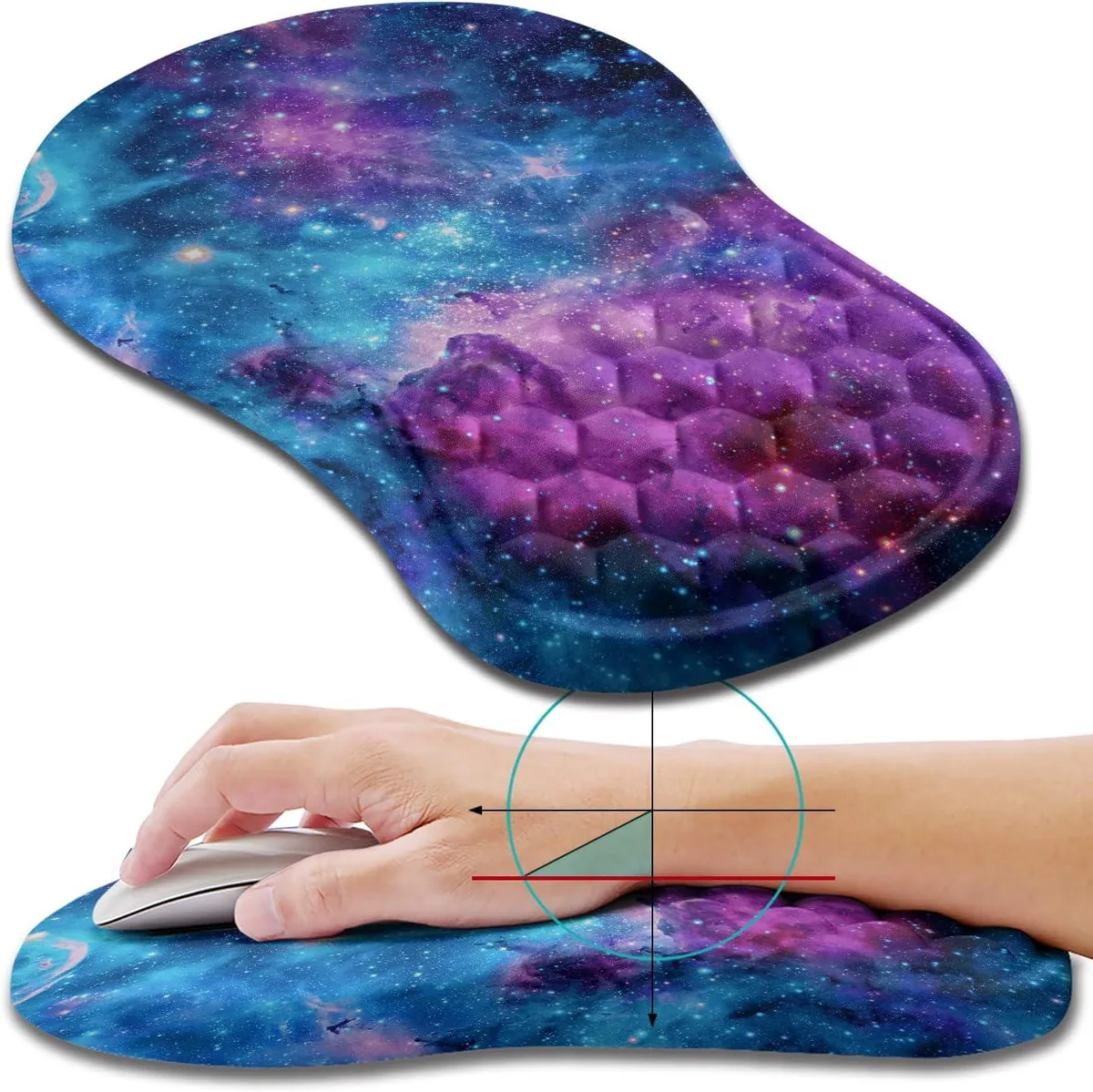 BAOFENG BAOFENG Ergonomic Mouse Pad Wrist Rest 11.8x7.9 inch Galaxy Nebula Space — product photo