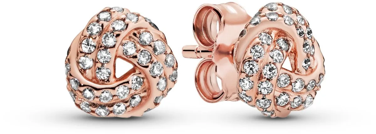 PANDORA PANDORA Shimmering Knot Stud Earrings 14k Rose Gold — product photo
