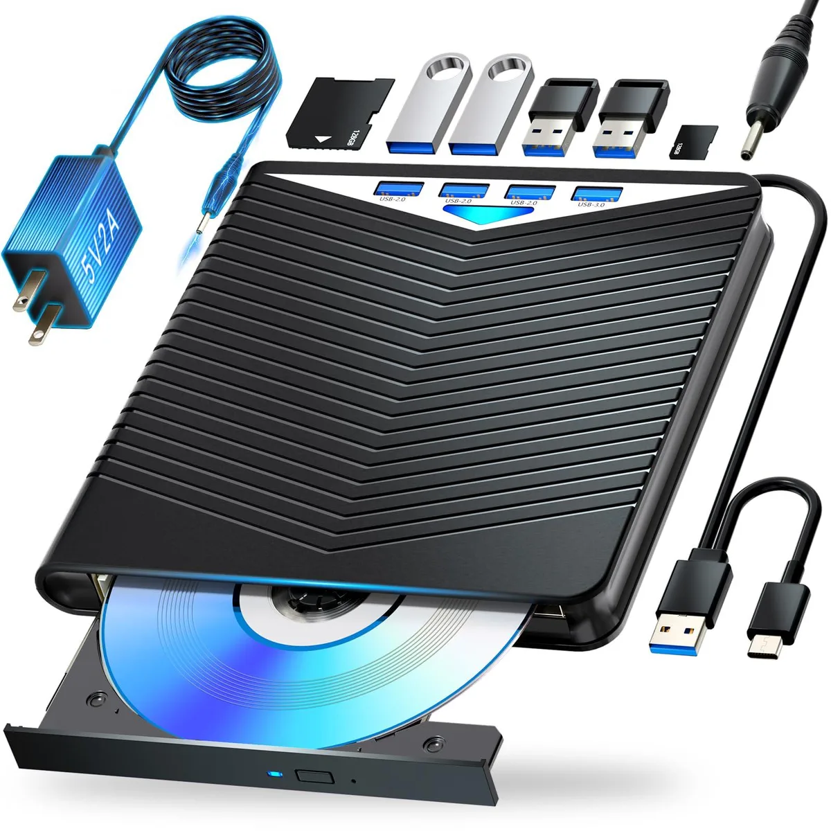 Dainty 7-in-1 External Blu-ray Drive USB 3.0 Type-C Black — product photo