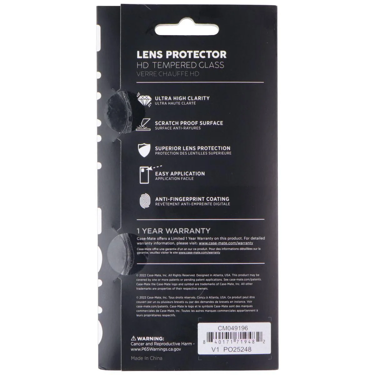 Case-Mate Case-Mate Lens Protector Tempered Glass iPhone 14/14 Plus — product photo