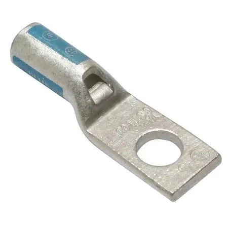 Copper compression lug with single hole and blue barrel
