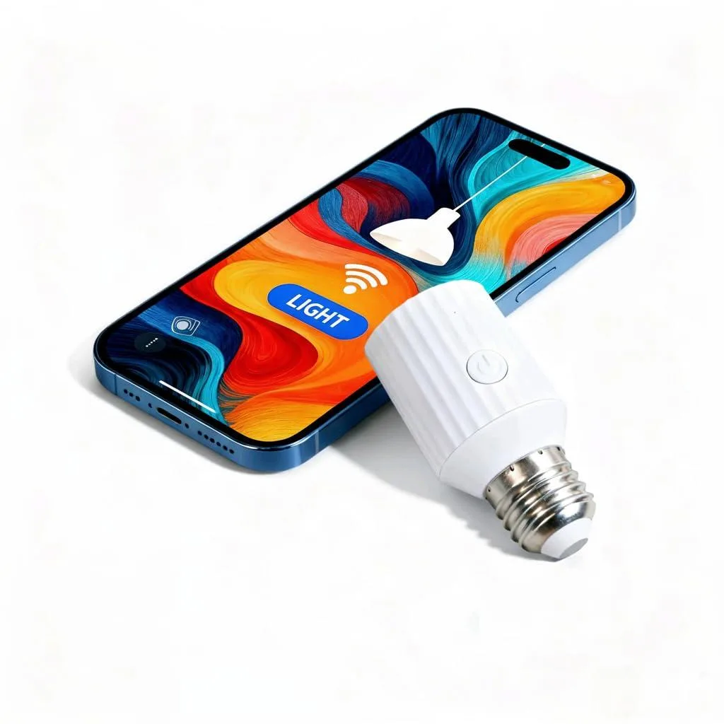White cylindrical smart lamp socket adapter with E26 E27 base