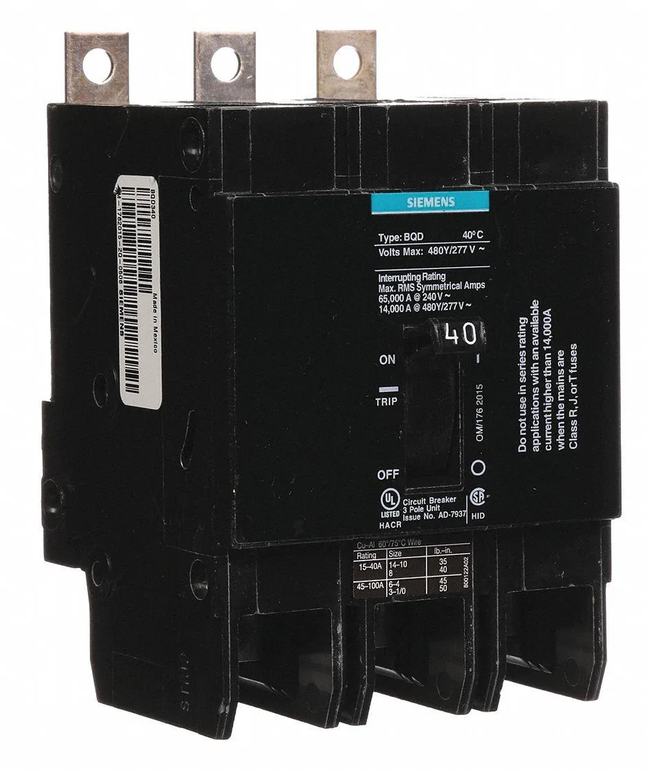 SIEMENS SIEMENS BQD340 Miniature Circuit Breaker 40A 3 Pole 480V AC — product photo