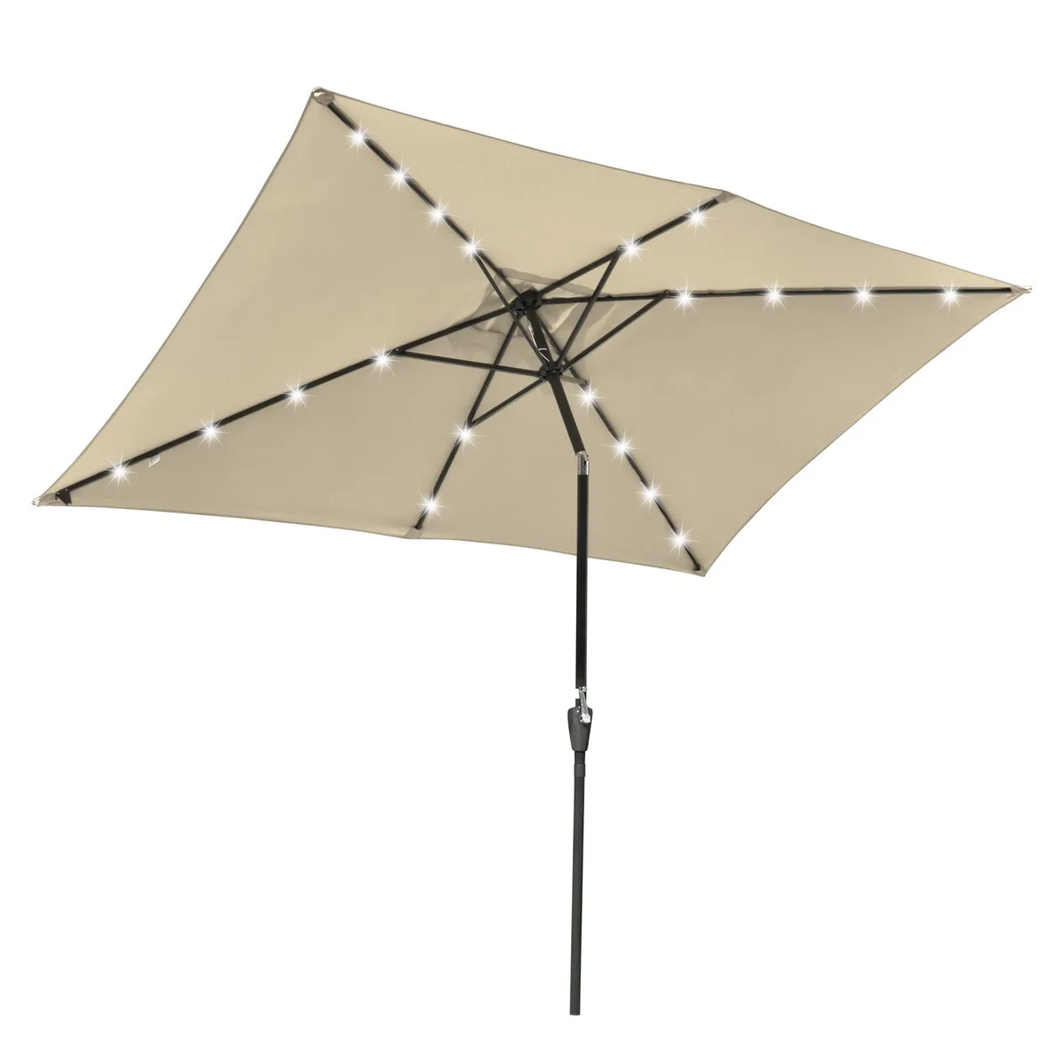 Yescom USA, Inc. Yescom USA, Inc. 07UMB011-10X6LED-01N 10x6.5ft rectangle solar LED patio umbrella beige — product photo