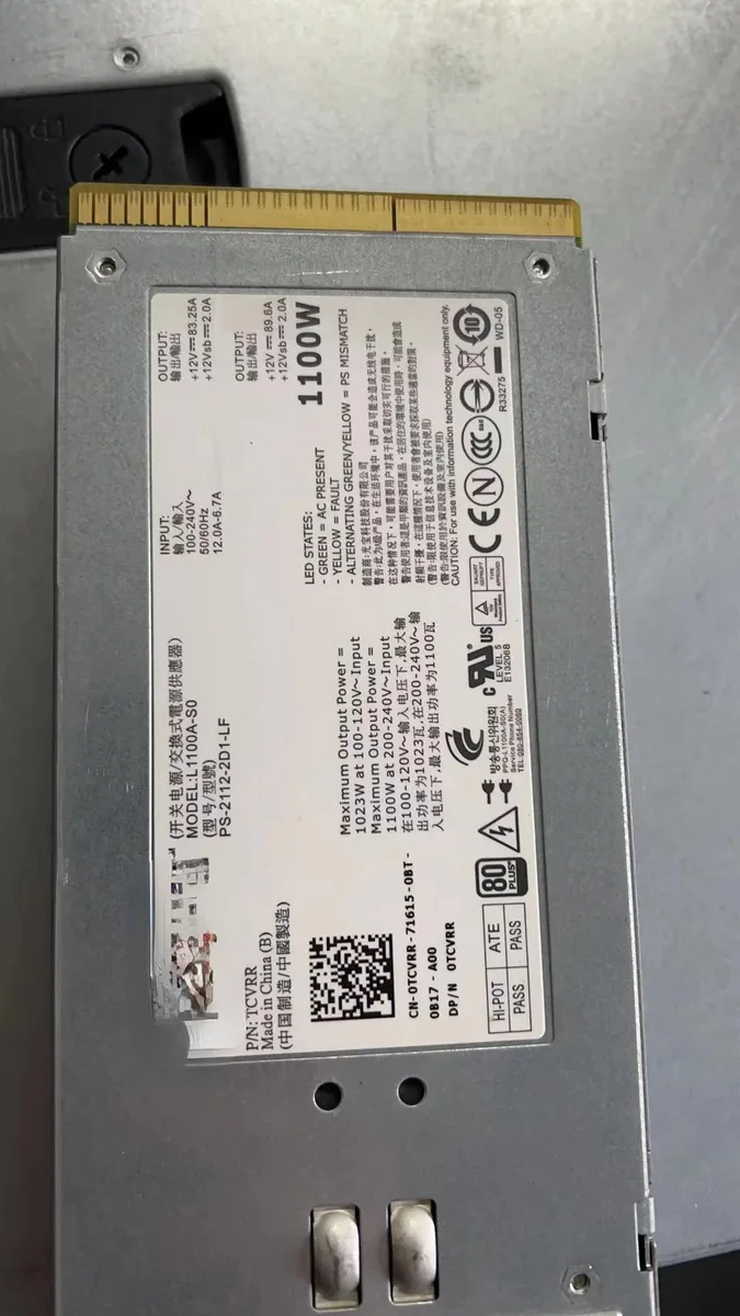 Supersuperuncle Supersuperuncle 1100W Server Power Supply TCVRR 1Y45R L1100A-S0 for Dell R510 R910 T710 — product photo