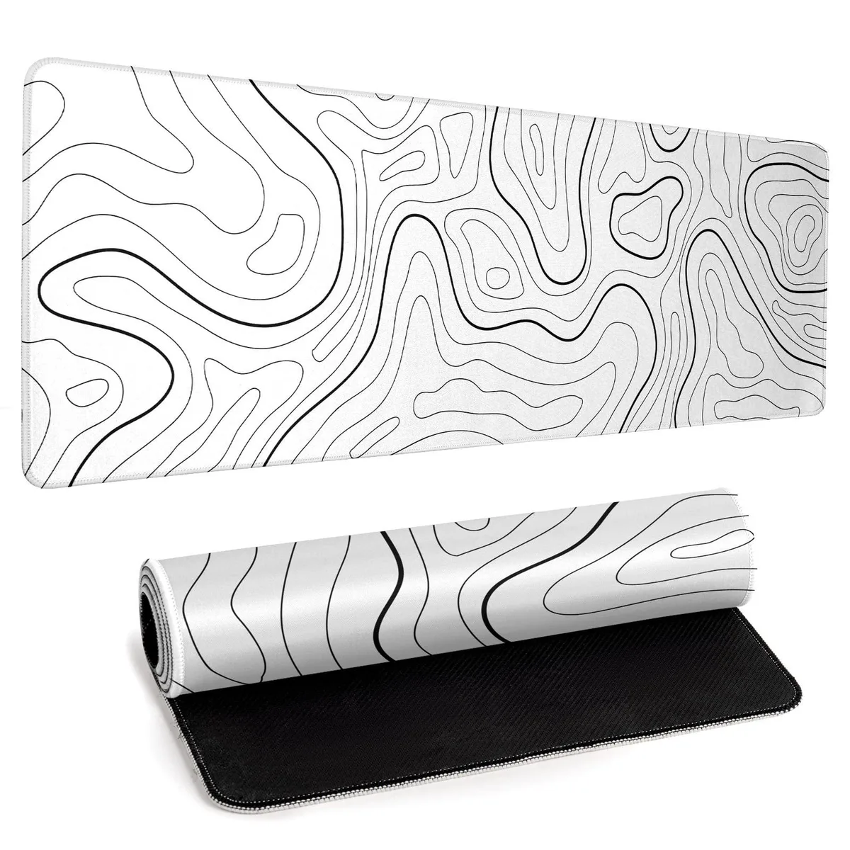  llzdeuan Series 5 White Topographic Map Mouse Pad 31.5" x 11.8 — product photo