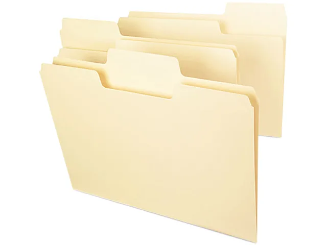 Box of 100 manila file folders with oversized tabs