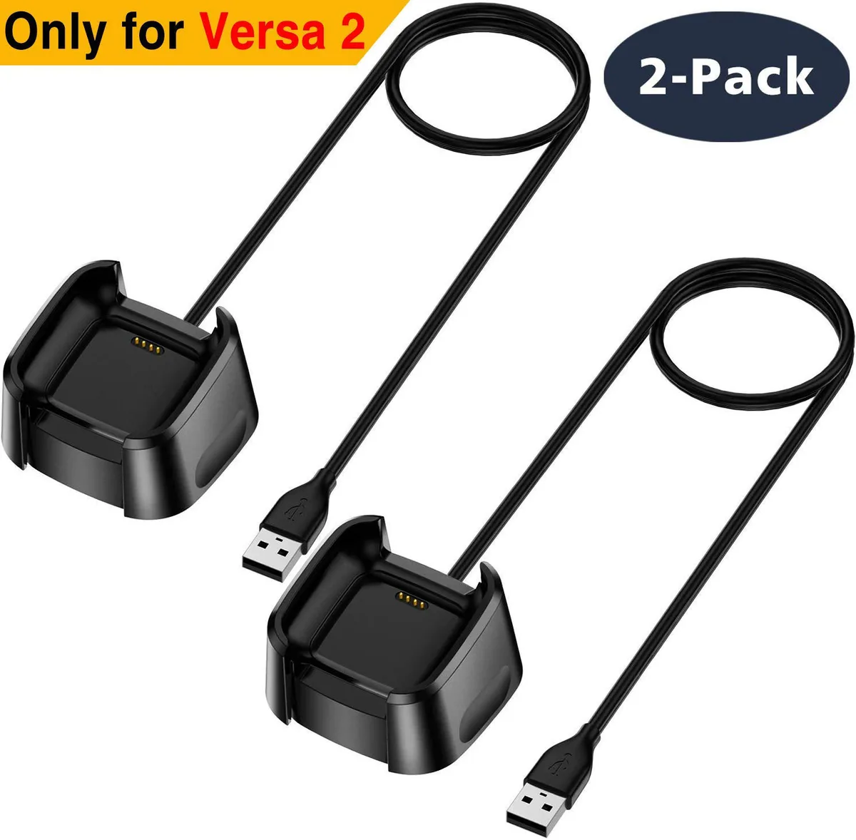 Werleo Werleo Fitbit Versa 2 Charger 2-Pack 3FT Black — product photo