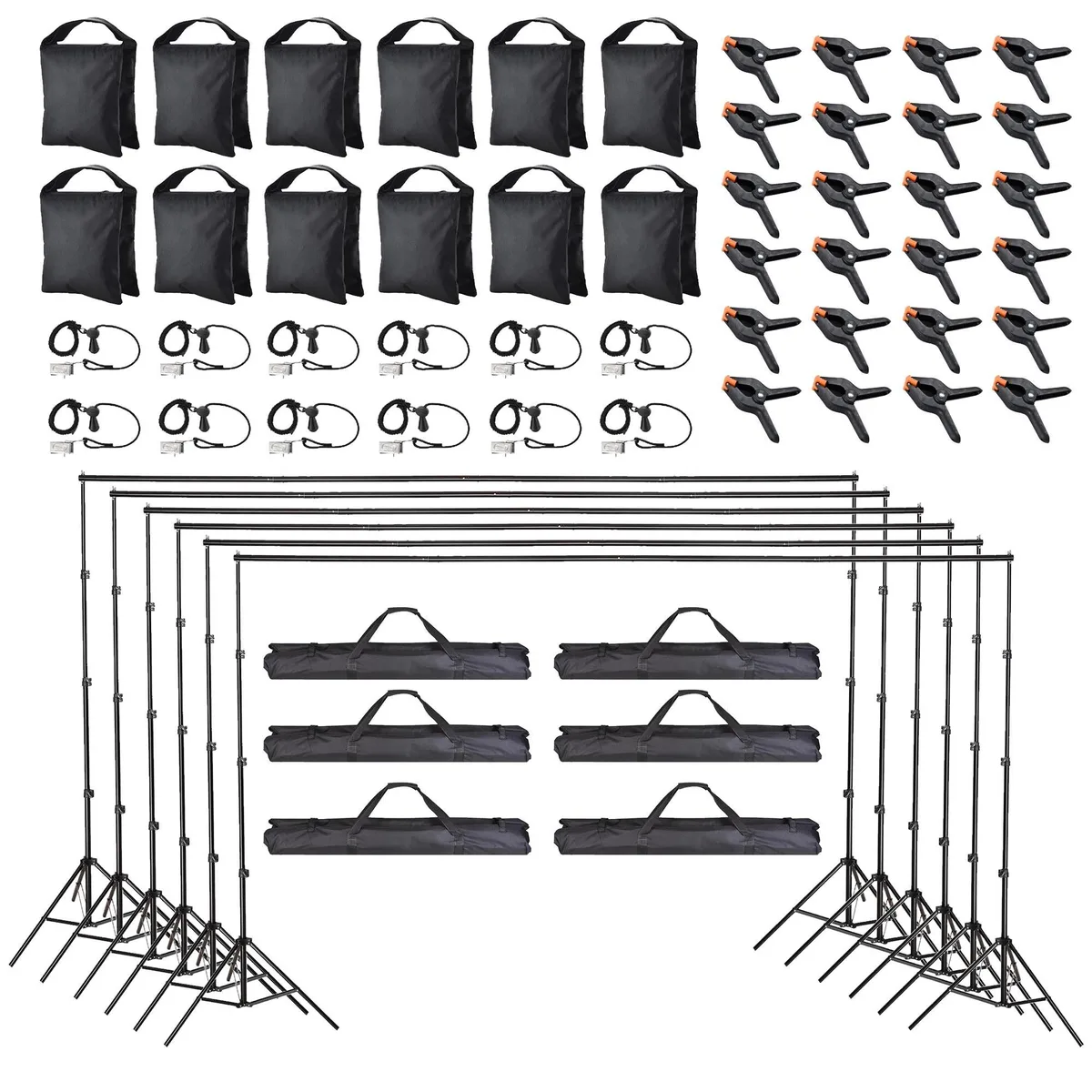 Yescom USA, Inc. Yescom USA, Inc. 6-Pack 8.5x10ft Photography Backdrop Stand Kit Adjustable Crossbar — product photo