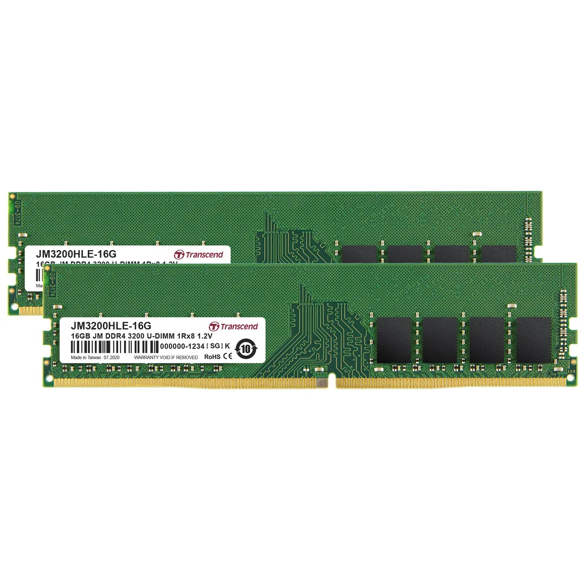 Transcend Transcend 16GB (2x8GB) DDR4 3200MHz CL22 1.2V 288-pin UDIMM desktop RAM — product photo