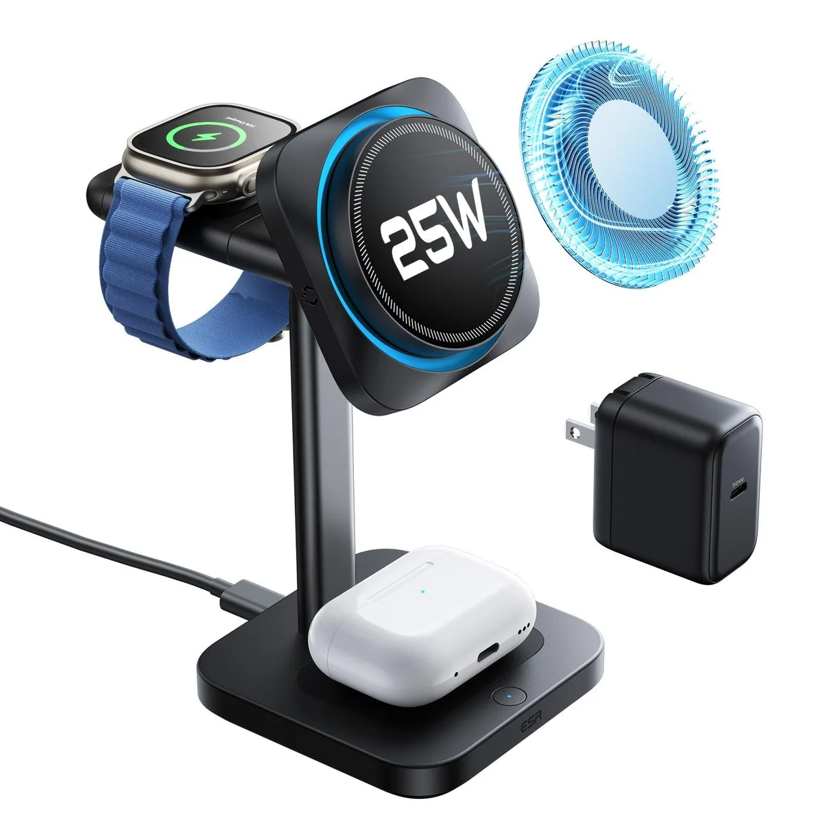 ESR 3-in-1 Qi2 25W CryoBoost Charging Station — product photo