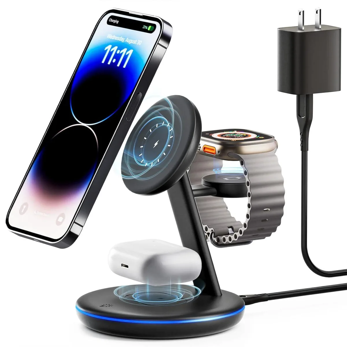 fanic fanic 3-in-1 Wireless Charging Station for iPhone 12 13 14 15 Apple Watch AirPods 15W — product photo