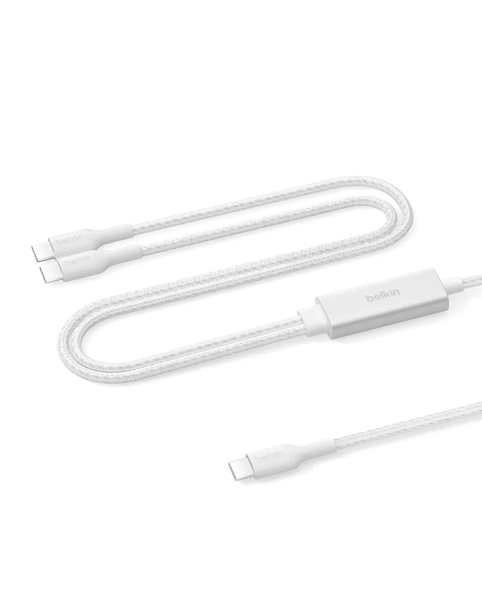 Belkin Belkin CAC004fq1.5MWH BoostCharge Pro Braided USB-C to Dual USB-C Cable 1.5m White 140W — product photo