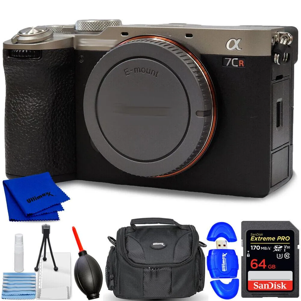 Sony Sony a7CR Silver 61MP Compact Mirrorless Camera with 64GB Card & 7PC Kit — product photo