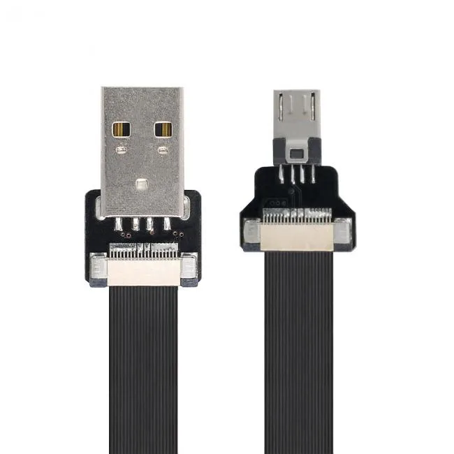 Cablecc Cablecc USB 2.0 Type-A Male to Micro USB 5Pin Male Flat Slim FPC Cable 10-200cm — product photo