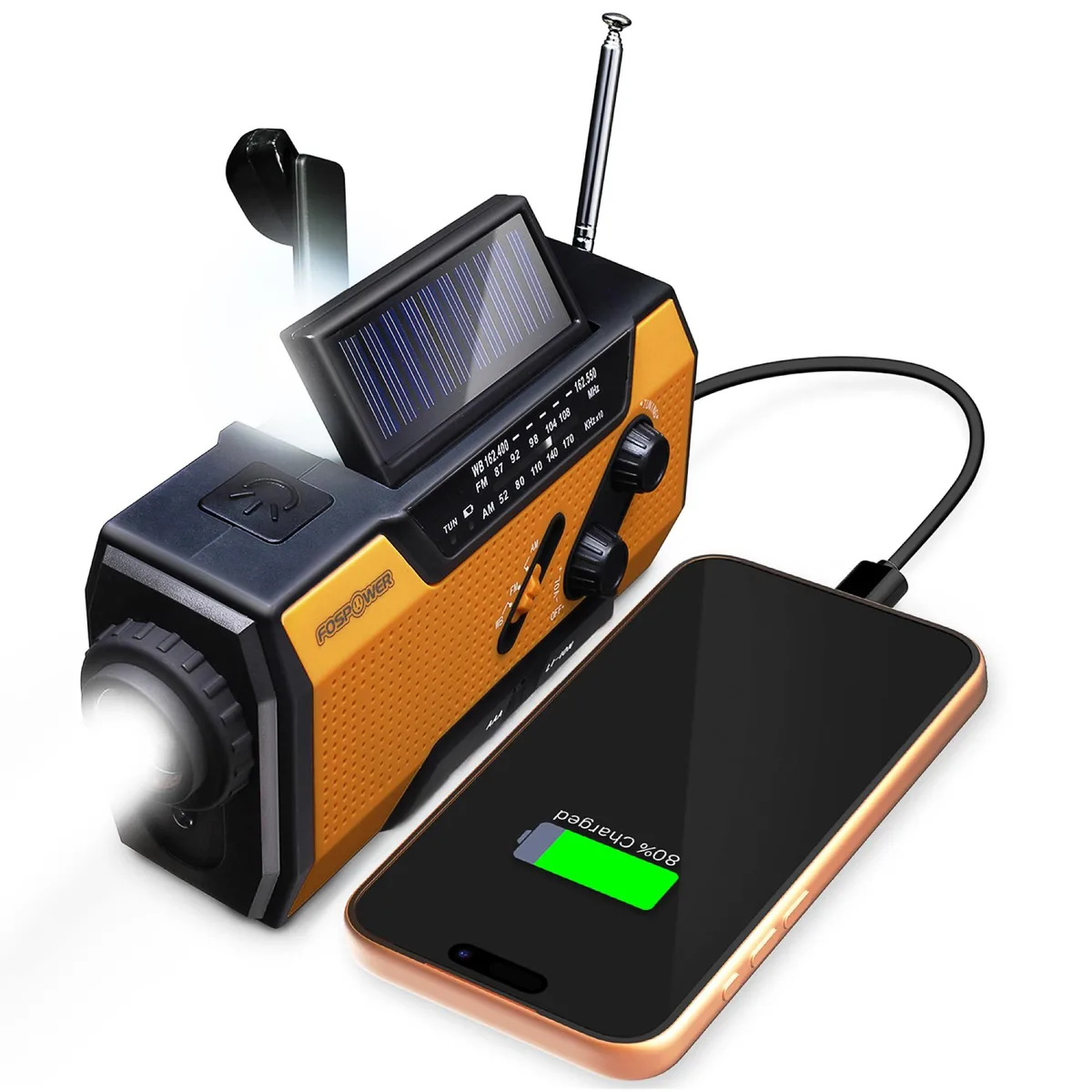  FosPower FOSPWB-2376 Emergency Radio Power Bank 7400mWh 2000mAh Orange — product photo