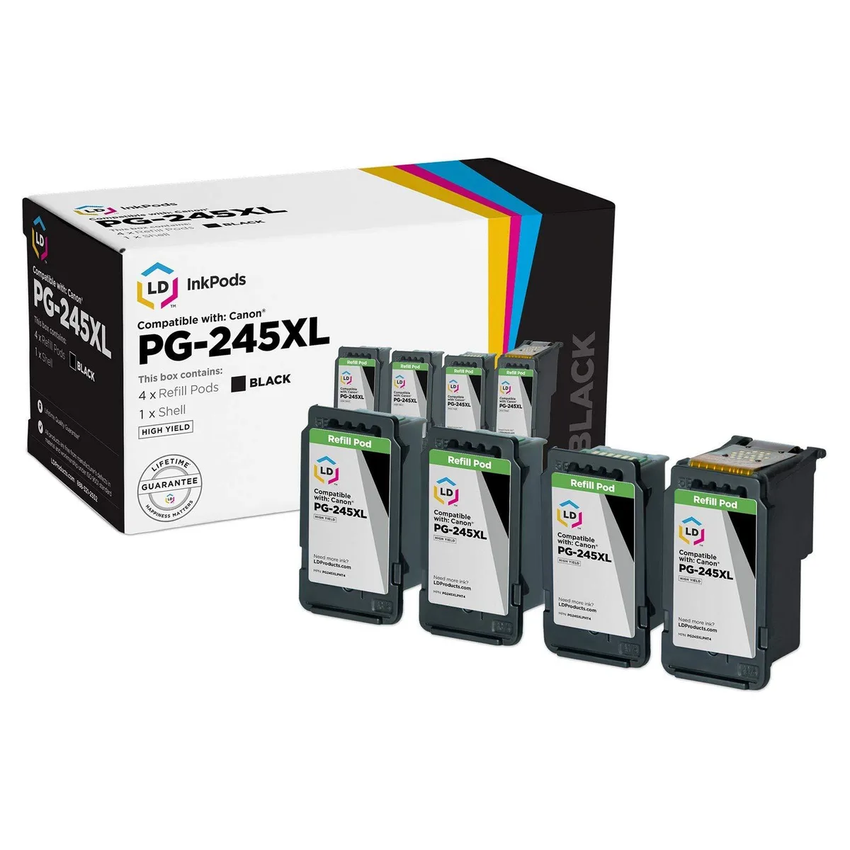 LD Products LD Products InkPods PG-245XL Black 4-Pack with Printhead — product photo