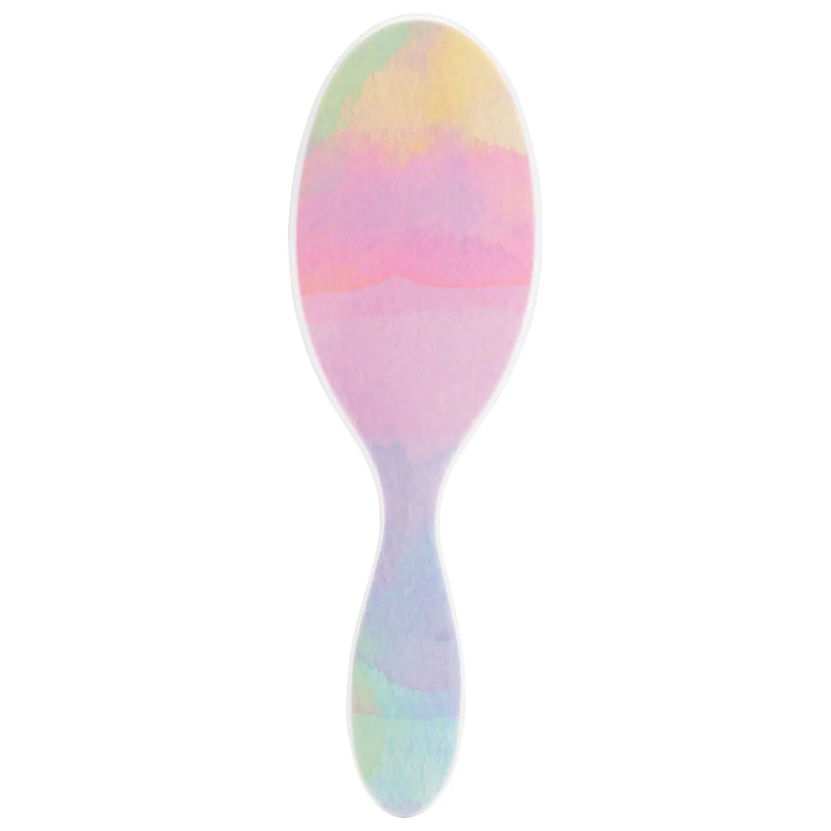 A rectangular hair brush with a striped colour-wash finish and ultra-soft flexible bristles