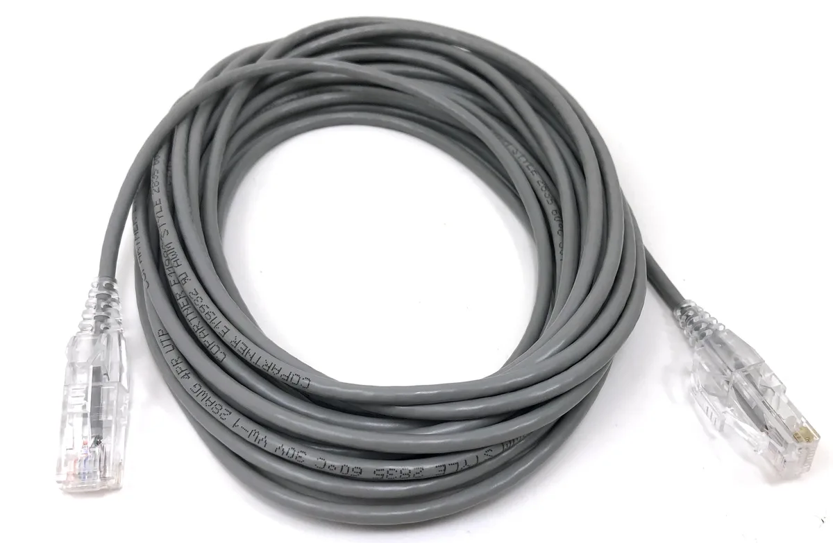 Micro Connectors Micro Connectors 25 ft Ultra Slim CAT 6 Patch Cable 28AWG Gray — product photo