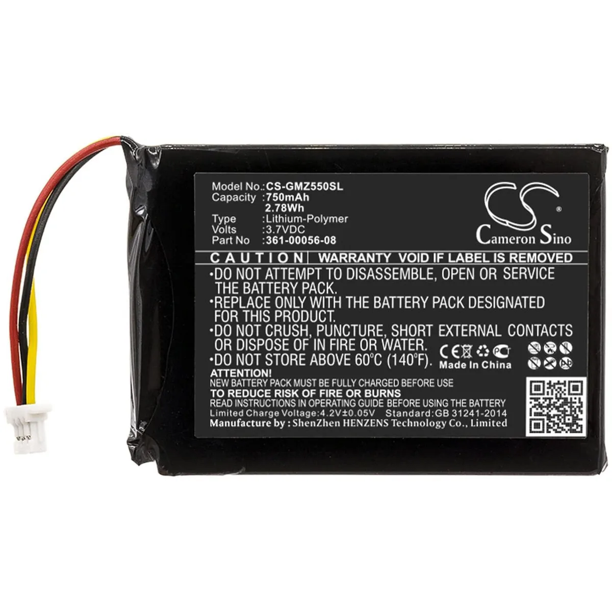  Cameron Sino 750mAh 3.7V Battery for Garmin DriveSmart 55 65 — product photo