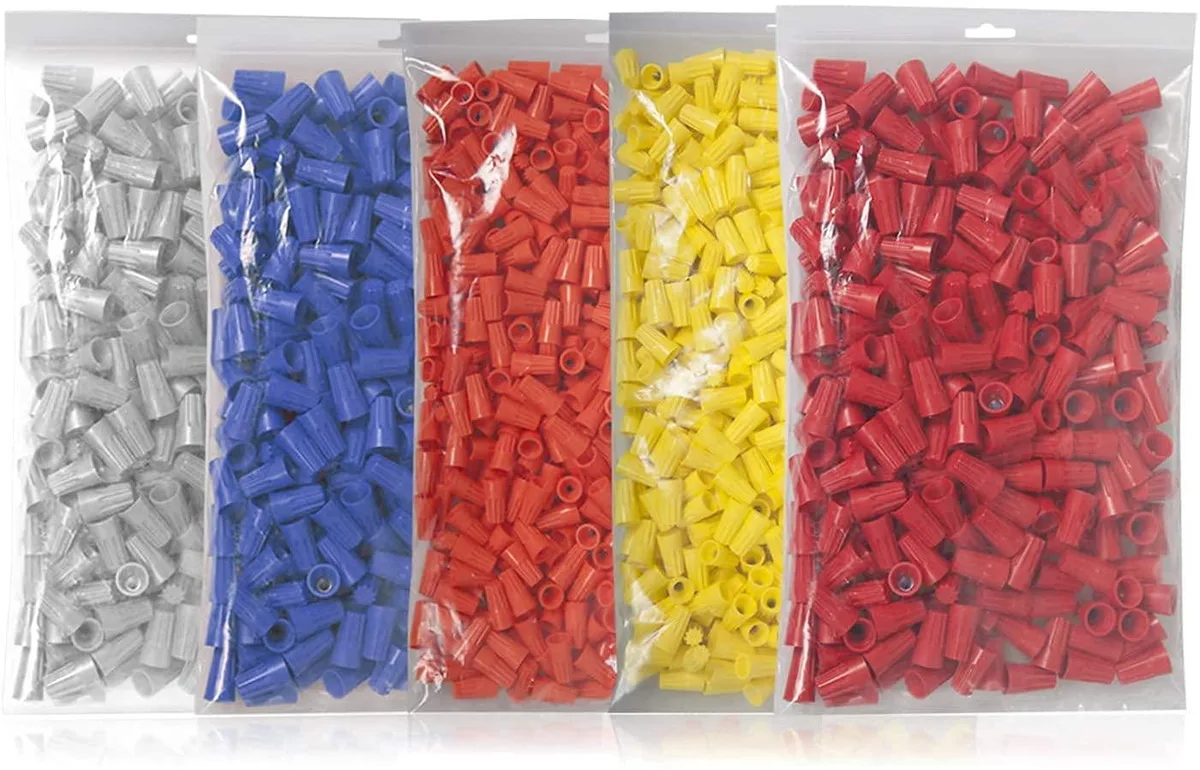 OmaiLighting OmaiLighting Wire Cap Connector Bundle Orange 500 Yellow 500 Red 250 Blue 1000 Gray 1000 — product photo