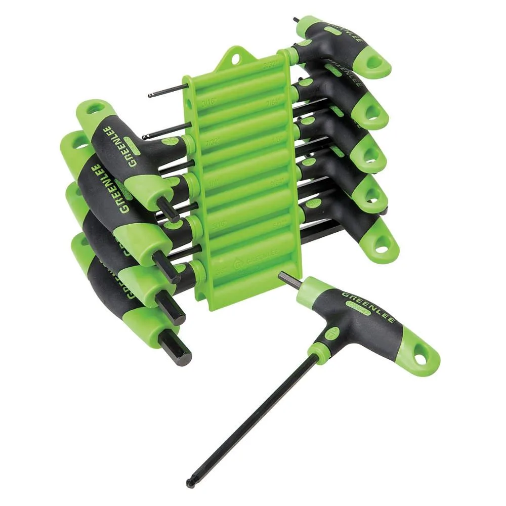 Ten black oxide T-handle hex keys in organiser