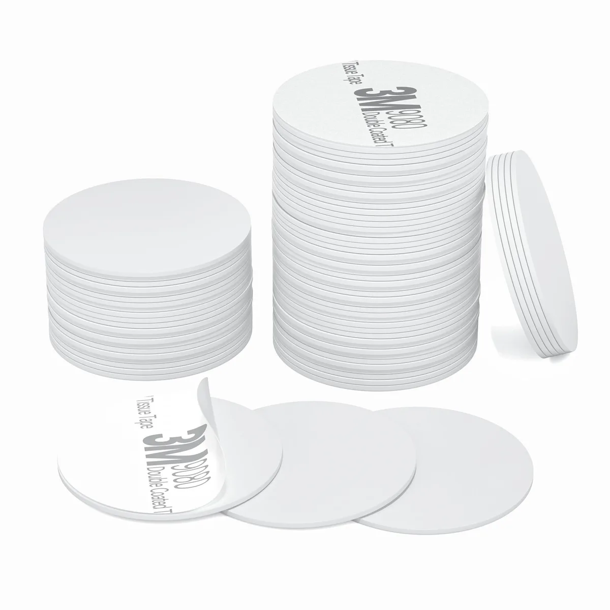 Twenty round white NFC stickers 25mm diameter with adhesive backing