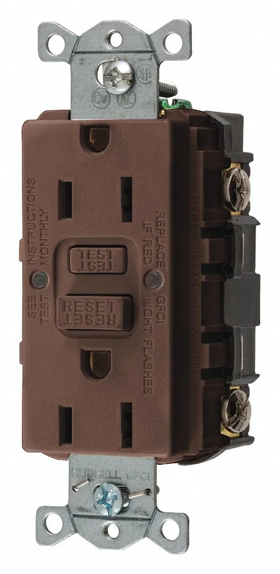 Hubbell Incorporated Hubbell Incorporated GFR15 GFCI Receptacle 15A 125VAC 5-15R Brown — product photo