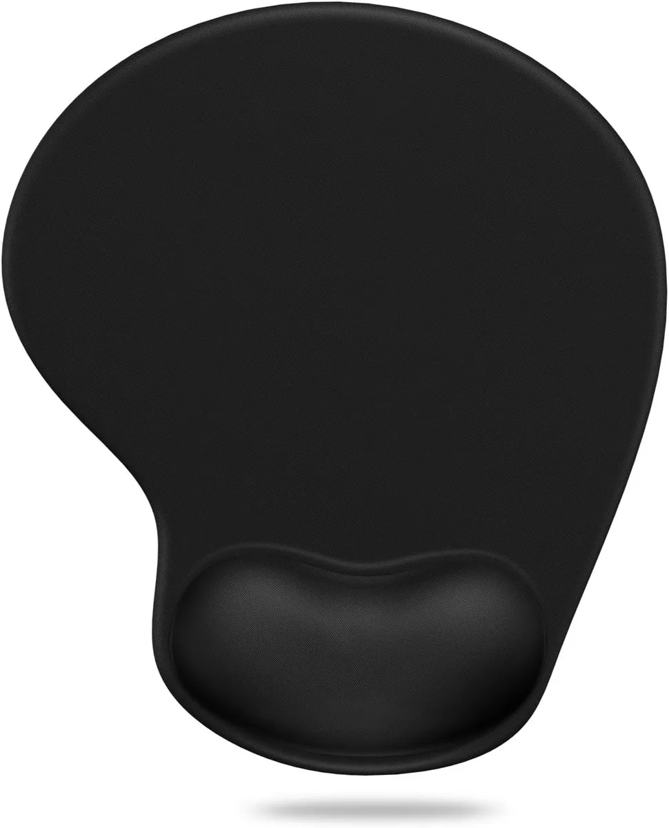 Corn Electronics Corn Electronics Ergonomic Mouse Pad with Gel Wrist Rest, Lycra Cloth, Non-Slip PU Base, Classic Black — product photo