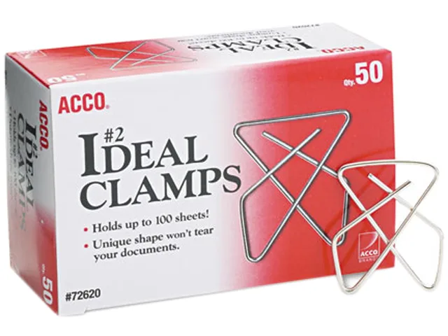 ACCO ACCO 72620 Ideal Clamps Small No. 2 100 Sheet Capacity 50/Box Silver — product photo