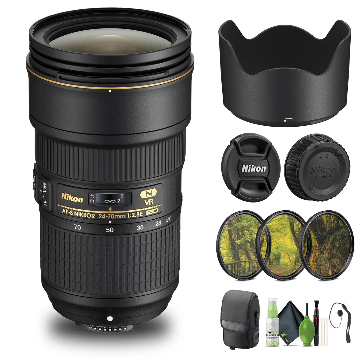 Nikon Inc Nikon AF-S NIKKOR 24-70mm f/2.8G ED Lens (2164) with Filter Kit and Cap Keeper — product photo