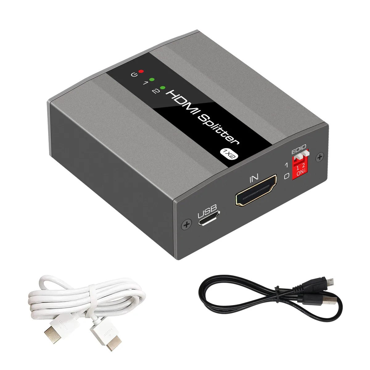 KUYiA KUYiA 1x2 HDMI Splitter 4K@30Hz Aluminum Powered — product photo