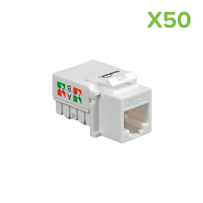 NavePoint NavePoint CAT5e Keystone Jack Right Angle White 50-pack — product photo