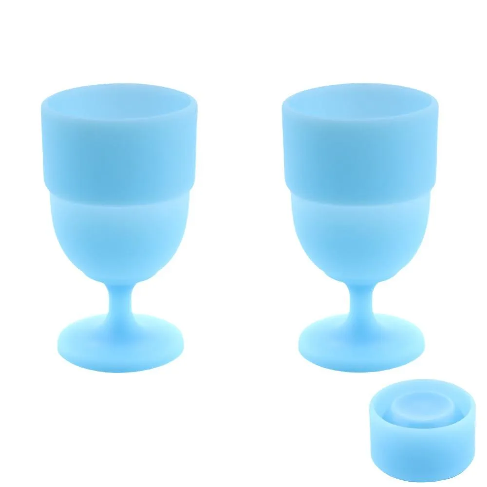  TWZKXC Collapsible Silicone Wine Glasses Blue 2-pack 6.76 oz — product photo