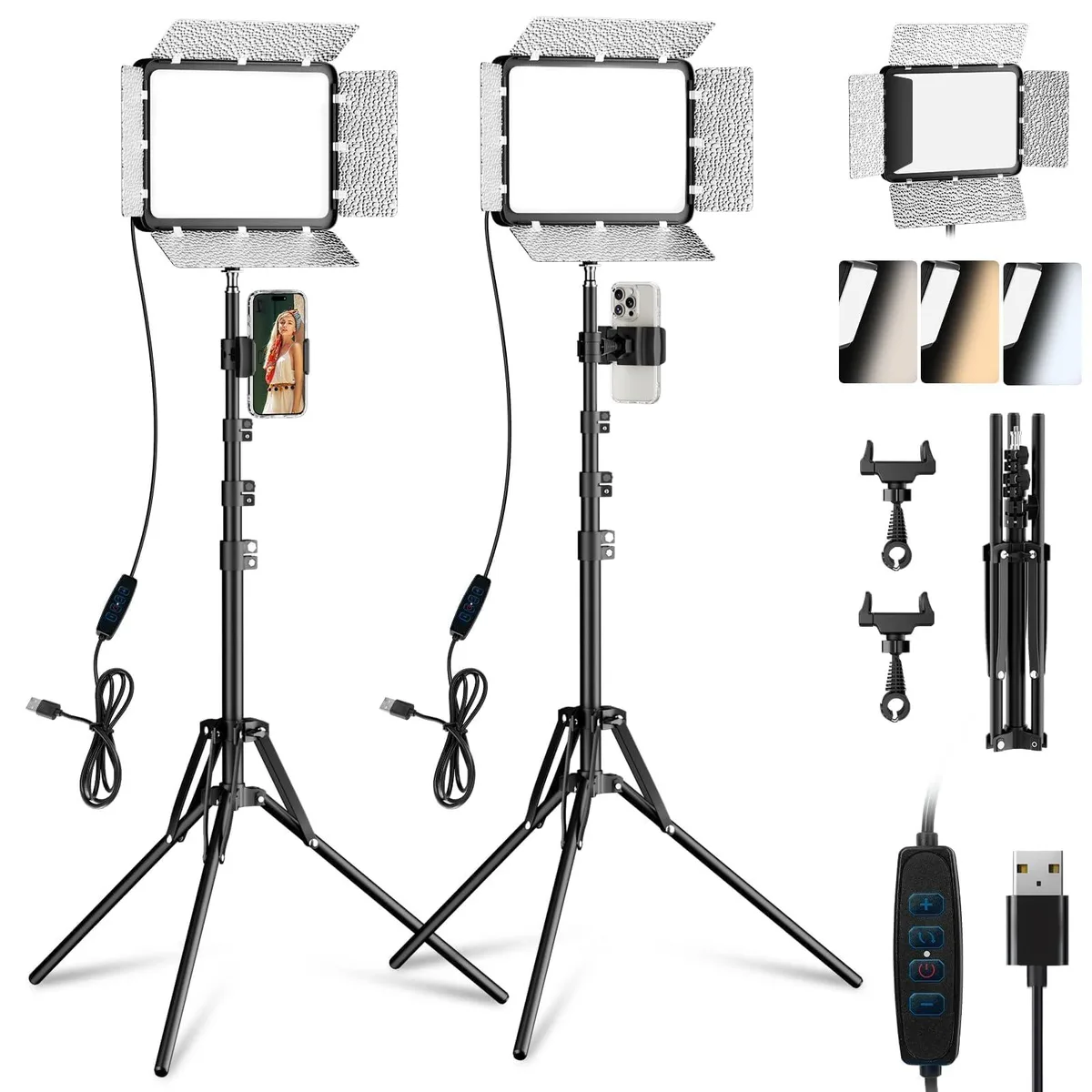 EMART EM-L15 2-Pack LED Video Light Kit 15W 12in 352 LED 2800-7000K 10 Levels — product photo
