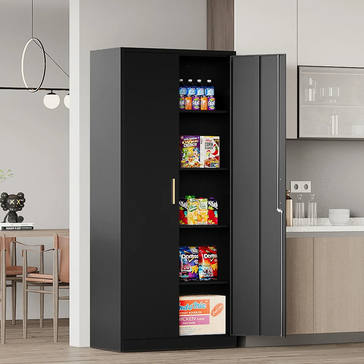 AFAIF AFAIF 71" Metal Garage Cabinet 2 Doors 4 Shelves Black — product photo
