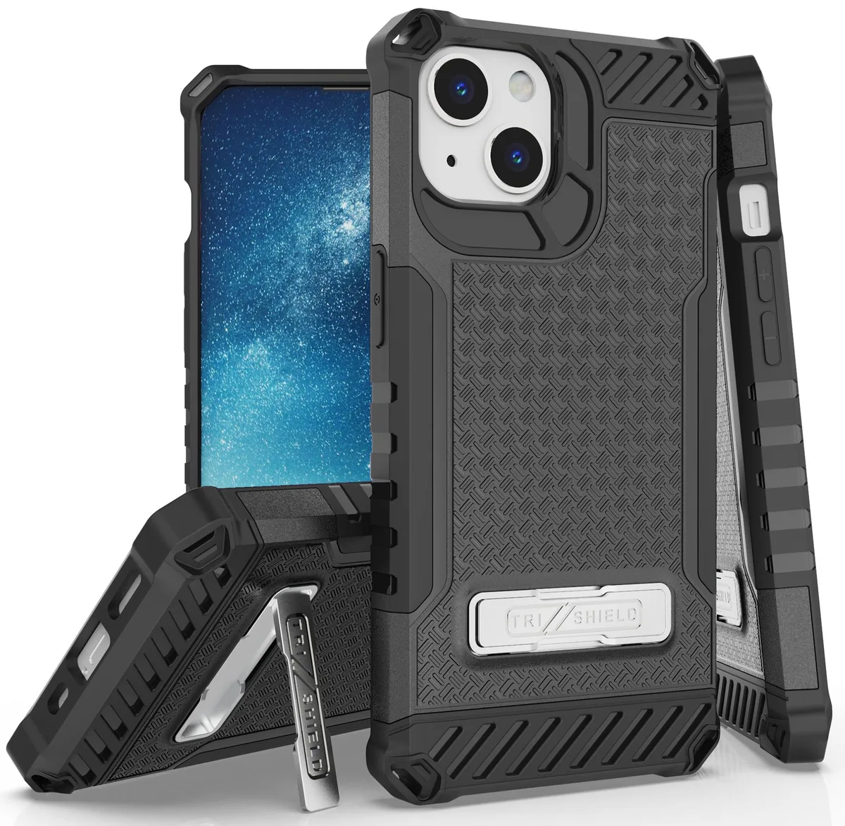 Nakedcellphone Nakedcellphone Tri-Shield Kickstand Case + Lanyard Strap for iPhone 13 — product photo