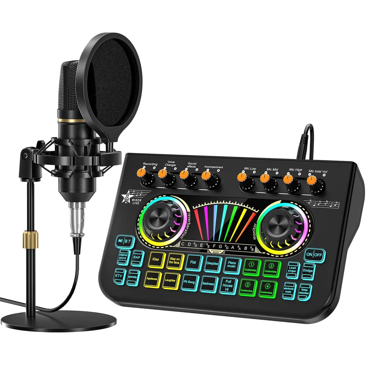 tenlamp X3 Black + MIC Audio Mixer 3.5mm Mic 12 Effects — product photo