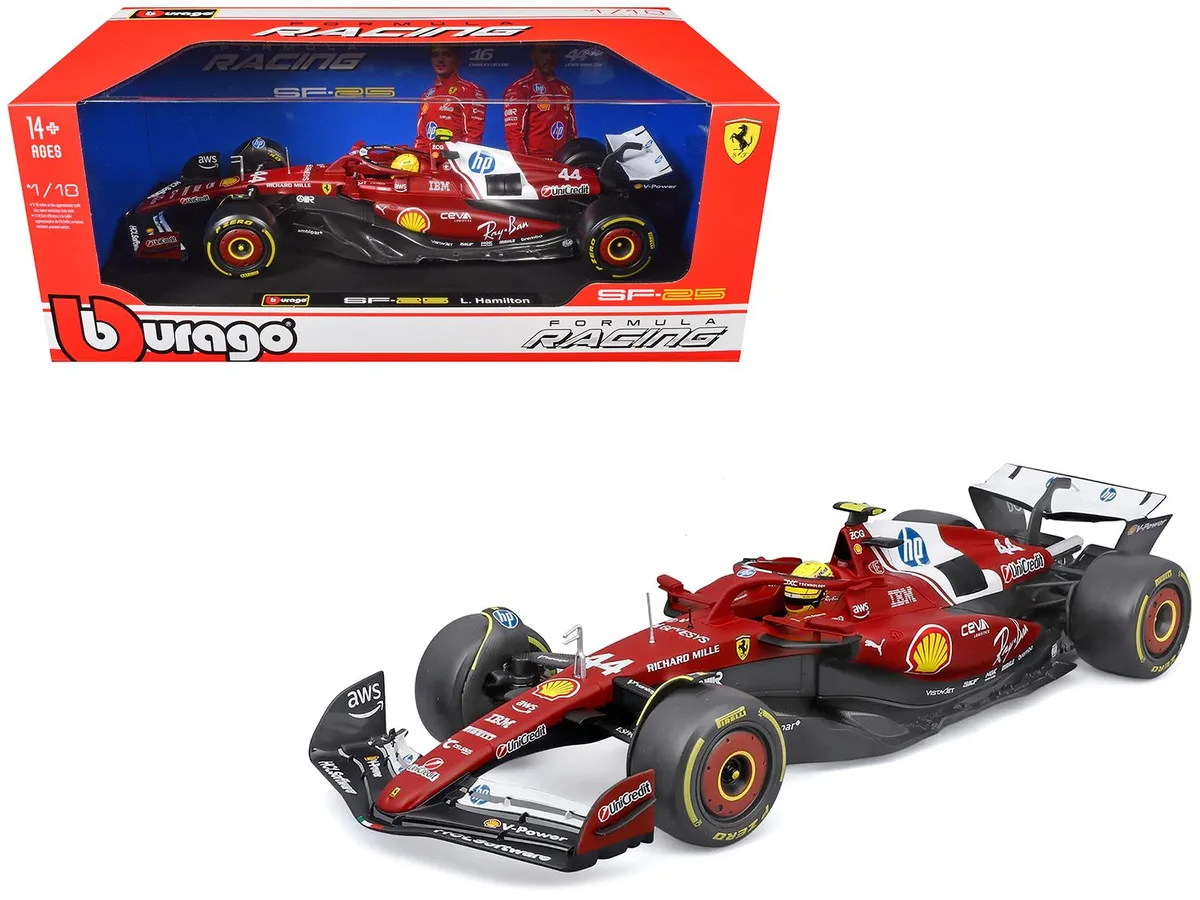 BBURAGO BBURAGO Ferrari SF-25 #44 Lewis Hamilton 1/18 Diecast Hobby Collectible — product photo