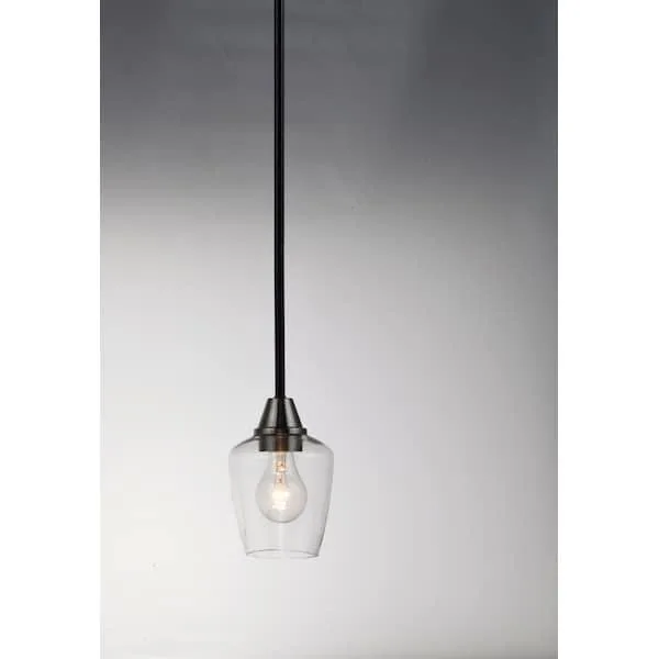 Small goblet pendant in black and satin nickel with clear glass shade