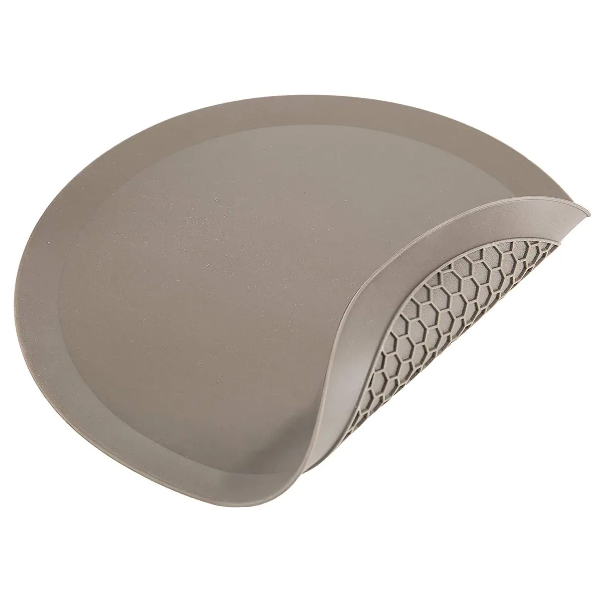 Gray silicone heat-resistant mat twelve inches round raised edge