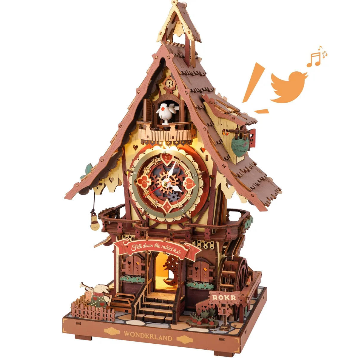 ROKR Cuckoo Clock 3D Wooden Puzzle 435pcs 13.4" x 8.3" x 6.7 — product photo