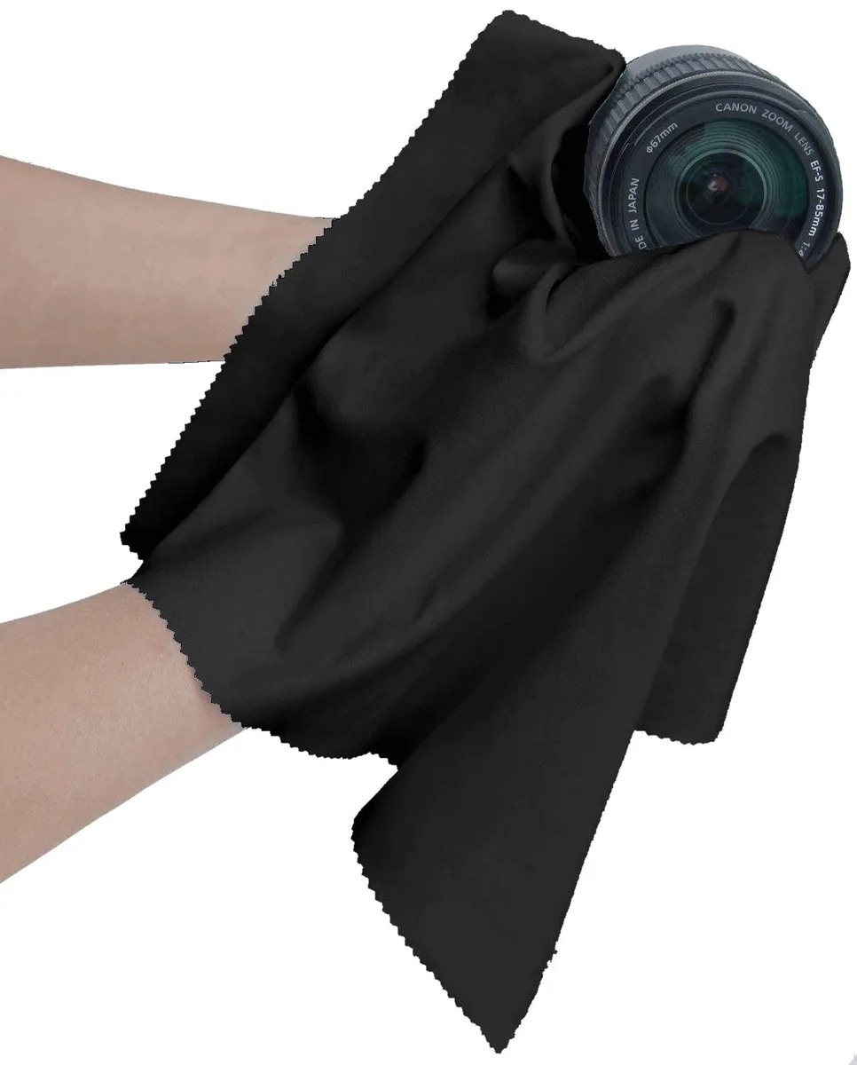  20" x 20" Microfiber Cleaning Cloth 1 Pack Black Glass Care — product photo