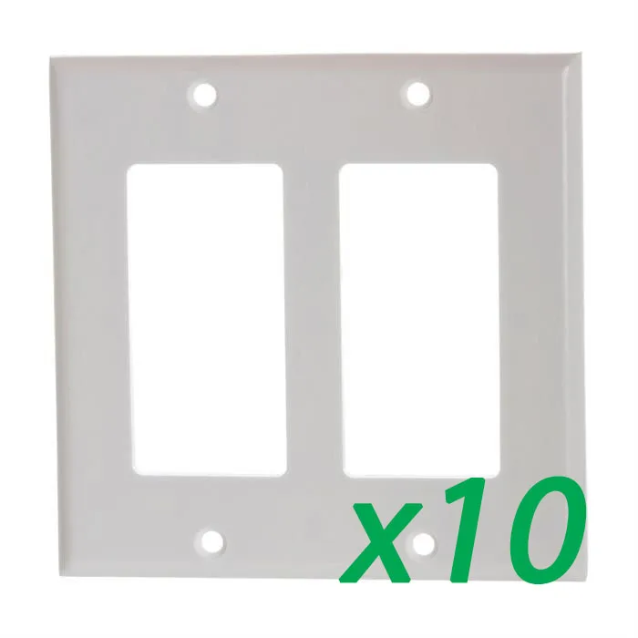 The Wires Zone The Wires Zone 10X-TOL51 White Plastic Double-Gang Decora Switch Plate 10 Pack — product photo