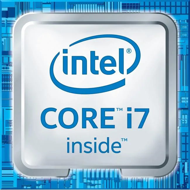 Silver square processor with gold contact pads and green substrate, LGA1151 socket form factor